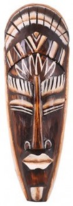 Maske bemalt 30 cm, Holz-Maske aus Bali, Wandmaske