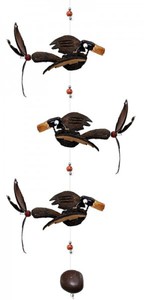 Windspiel Mobile 3 V�gel aus Holz, L�nge ca. 81 cm