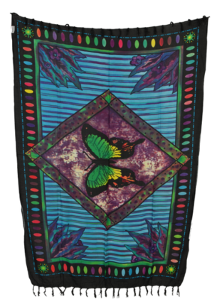 Sarong Schmetterling, Butterfly, Stampbatik, Pareo, H�fttuch, Wickelrock, Strandtuch 160 x 115 cm