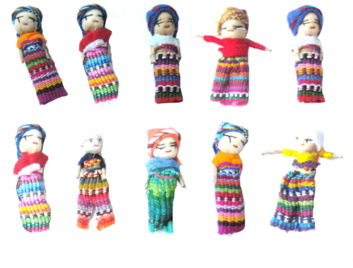 Sorgenp�ppchen, 10 St�ck einzeln, ca. 6 cm gross , Sorgenpuppe, Sorgenfresser, Gl�cksbringer