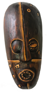 Maske Pirat bemalt 20 cm, Holz-Maske aus Bali, Wandmaske