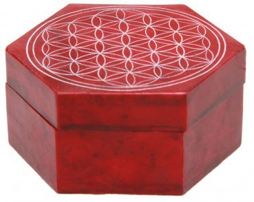 Schatulle aus Speckstein, handgefertigt mit der Blume des Lebens, wahlweise in 2 Farben