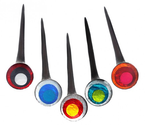 1 x Haarnadel aus Holz mit bunten Capizscheiben, Farbe nicht w�hlbar, Haarschmuck 