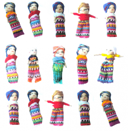 Sorgenp�ppchen, 15 St�ck einzeln, ca. 5,5 cm gross , Sorgenpuppe, Sorgenfresser, Gl�cksbringer