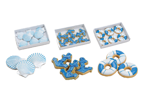 Tischdekoration MARITIM-Set 20-teilig aus Muschel, Rettungsring und Anker mit einem kleinen Klebefilz auf der R�ckseite