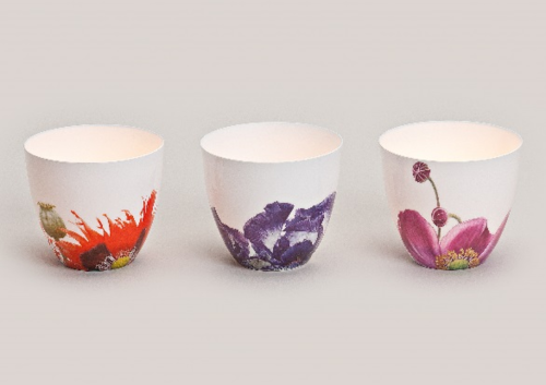 Windlicht BLUME aus Porzellan in verschiedenen Farben