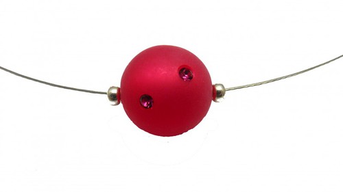 Halskette mit pinkfarbener Polarisperle mit Swarovski-Steinen