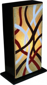 Deko-Leuchte Dotpainting, Tischlampe aus handbemaltem Baumwollstoff, Stimmungsleuchte