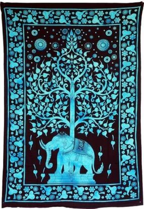 Tagesdecke, Betttuch mit 1 Elefant und Baum, ca. 190 cm x 140 cm