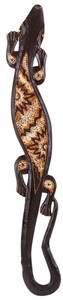 Deko-Gekko Yonte, Holz, natur, verziert, Wandschmuck 