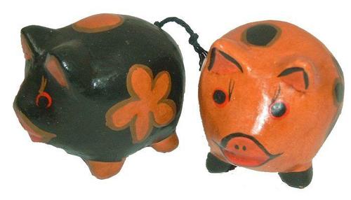 1 Gl�cksschwein, Schwein aus Holz, Gl�cksbringer