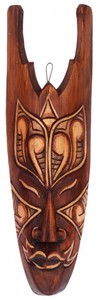 Maske bemalt 30 cm, Holz-Maske aus Bali, Wandmaske
