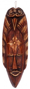 Maske bemalt 30 cm, Holz-Maske aus Bali, Wandmaske