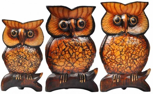 1 Eule Juhu aus Albesia-Holz, verschiedene Gr��en