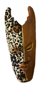 Maske Batik bemalt 20 cm, Holz-Maske aus Bali, Wandmaske