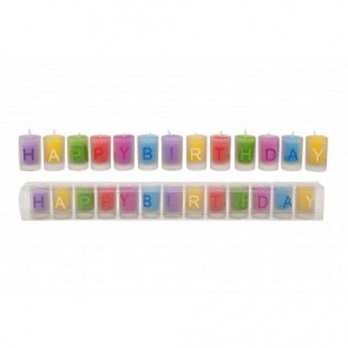 Windlicht Set HAPPY BIRTHDAY aus Glas mit Duftwachs, 13 teilig