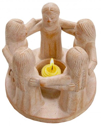 Teelichthalter Kreis der Freundschaft, Kreis mit 5 Frauen