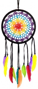 Dreamcatcher Regenbogen Traumf�nger geh�ckelt, 2 Gr��en - 12 cm oder 16 cm 