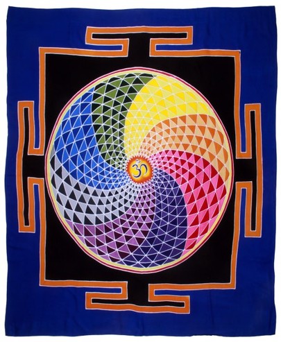 Wandtuch Mandala, Batiktuch, 100 x 100 cm