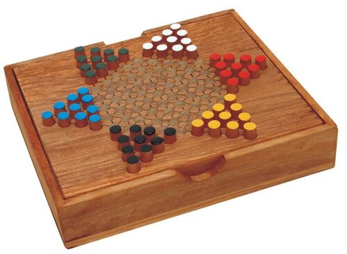 Halma-Spiel aus Holz Sternhalma mit Aufbewahrungsbox