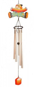 Windspiel Clown Cico aus Holz, L�nge des Mobile ca. 35 cm