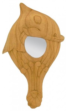 Hand-Spiegel Delfin ca. 33 cm handgeschnitzt aus Hibiskus-Holz