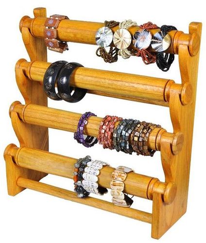 Display f�r Rollen oder Armreifen aus Holz - f�r 4 Rollen