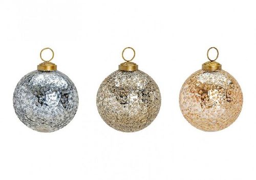 Weihnachtskugeln aus Glas in Gold, Braun oder Silber