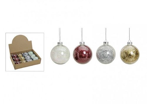 Weihnachtskugeln aus Glas mit Glitzerf�den in Gold, Silber, Rot oder Mehrfarbig, 3er Set