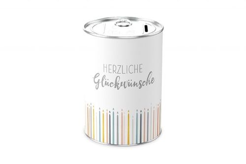 Spardose Herzliche Gl�ckw�nsche, Sparb�chse, Sparschwein aus Metall, H�he ca. 12 cm