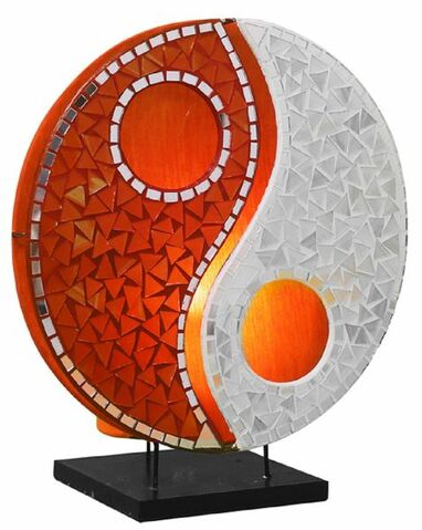 Deko-Leuchte YING YANG Orange/Wei�, 30 cm