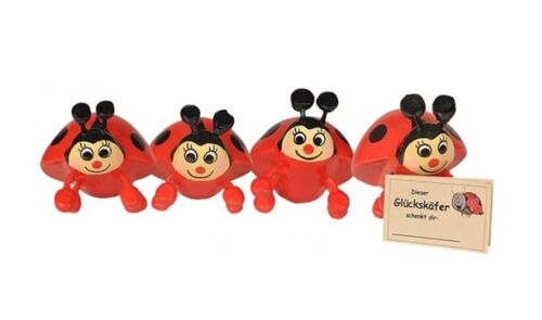 1 Gl�cksk�fer, Marienk�fer aus Holz, Gl�cksbringer