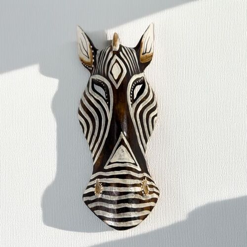 Maske Zebra 30 cm, Holz-Maske aus Bali, Wandmaske