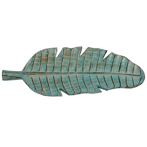 Dekoschale Blatt aus Albesia-Holz T�rkis Wash 40 oder 60 cm