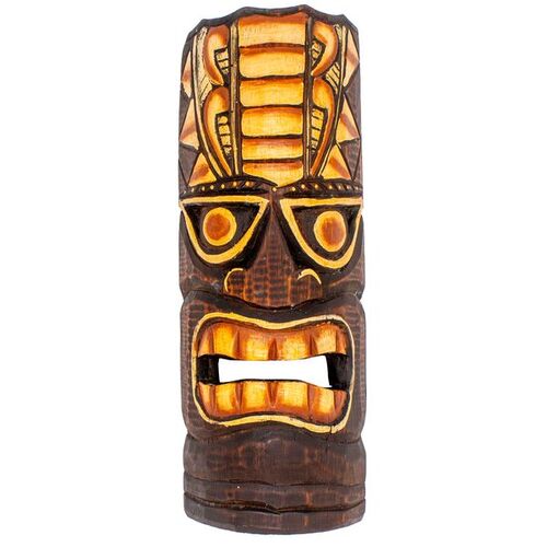 Tiki Wandmaske Maori aus Albesia-Holz handgeschnitzt 30 cm Braun