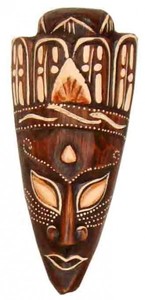 Maske bemalt 20 cm, Holz-Maske aus Bali, Wandmaske