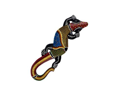 Deko-Gekko FIRE FLAMES, Holz, 30 cm, Wandschmuck