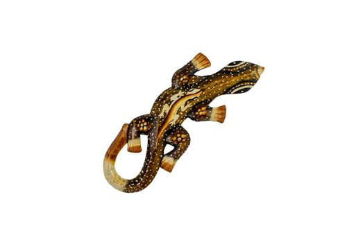 Deko-Gekko MANIS, Holz, natur, verziert, Wandschmuck 