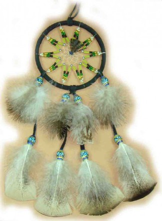Traumfnger - Dreamcatcher mit Perlen-Stern 8 cm schwarz