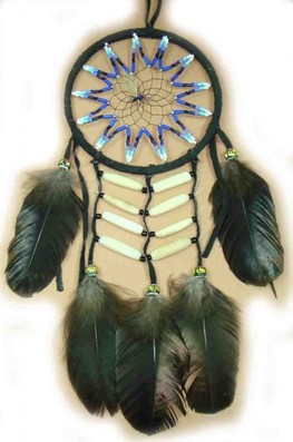 Traumf�nger - Dreamcatcher mit Perlen und Bone 11 cm
