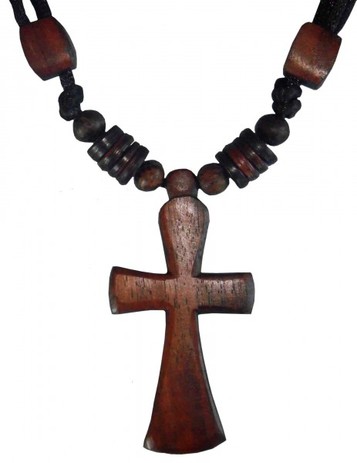 Halskette KREUZ, Holz-Schmuck Modeschmuck, Natur-Schmuck