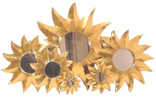 Deko-Spiegel GOLDEN SUN, Holz, 6 Gr��en, Wandschmuck