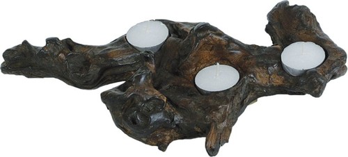 Teakholz-Wurzel mit 3 Teelicht-Haltern