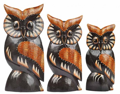 Eule WULA aus Albesia-Holz, verschiedene Gr��en