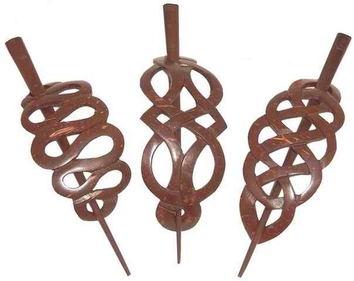 Haarspange aus Kokos-Holz handgeschnitzt, Haarschmuck
