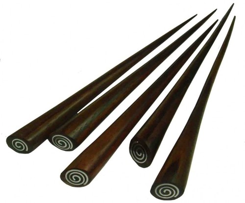 Haarnadel aus Holz (Sonor-Wood) mit Edelstahl-Intarsie, Haarschmuck