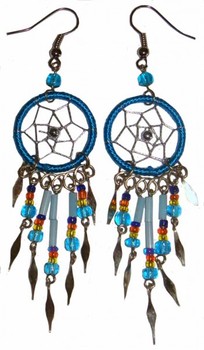 Ohrringe mit Dreamcatcher, mit Perlen und Metallsplitter - Traumf�nger