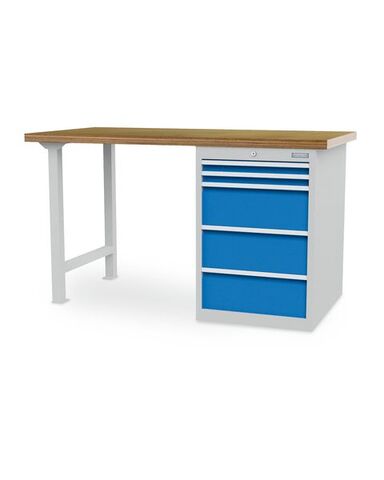 Werkbank | Reihenwerkbank 1 x Schubladenschrank, 5 Schubladen B/T/H 2000x750x859 mm