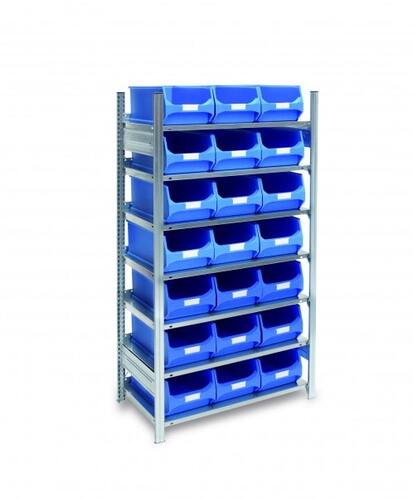 Fachbodenregal inkl. 21 Sichtlagerboxen H/B/T 1750x1060x535 mm, blau