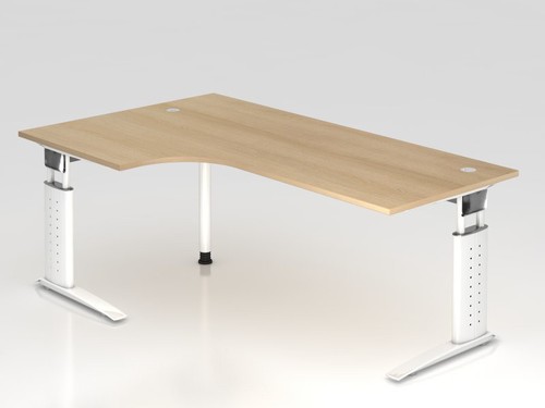 Schreibtisch hhenverstellbar | Winkelform, 200x120 cm, Eiche